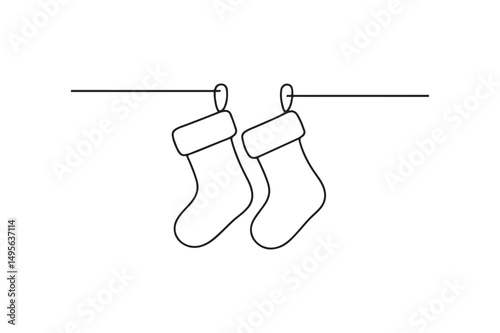 Stockings continuous one line drawing minimalism design