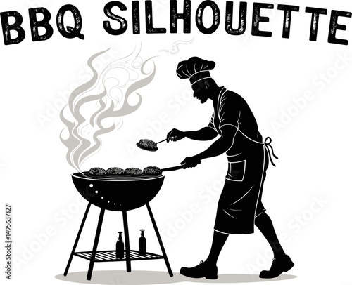Summer BBQ Silhouette Collection. Grill Master Moments in Silhouette