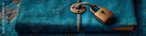 Intriguing Secrets Locked Away: A close-up shot captures an antique book with a lock securing its secrets, hinting at stories and hidden knowledge within.