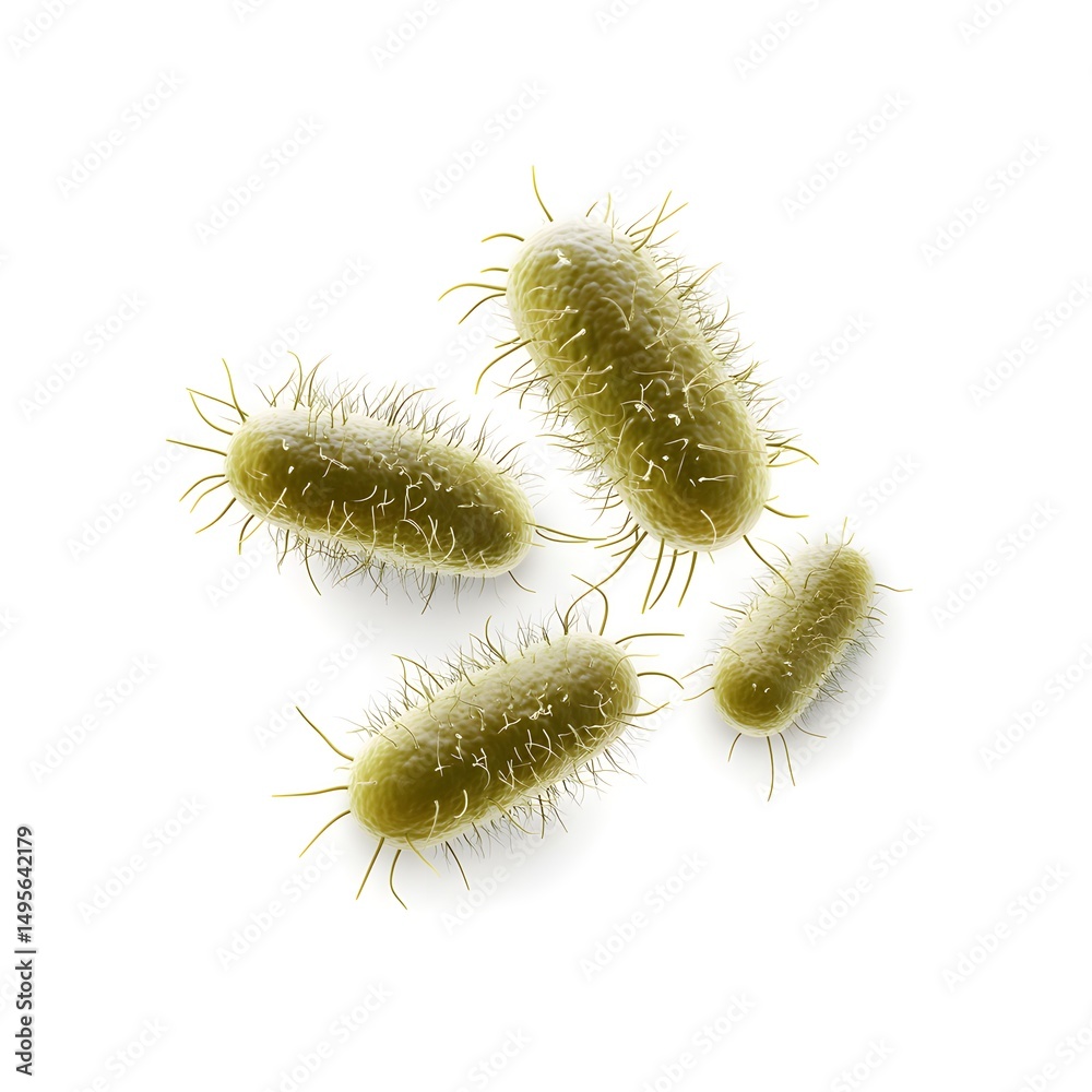 Naklejka premium Isolated E. coli bacteria on a white background.