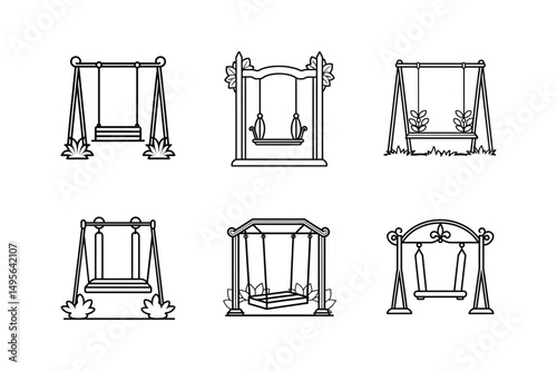 garden swing icon line art vector illustration