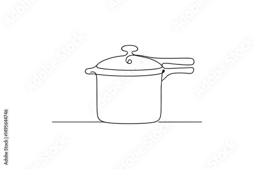 Pressure Cooker continuous one line drawing minimalism design