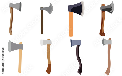 Wooden-Handled Axe Vector Illustration on White Background
