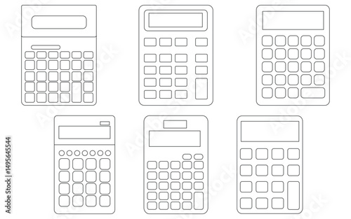 Minimal Calculator Icons – Line and Solid Style Vector Illustration