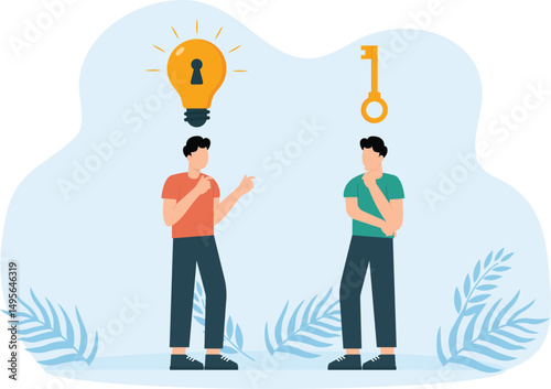Key to success and creativity idea to solve problem, innovation or knowledge to unlock career potential concept
