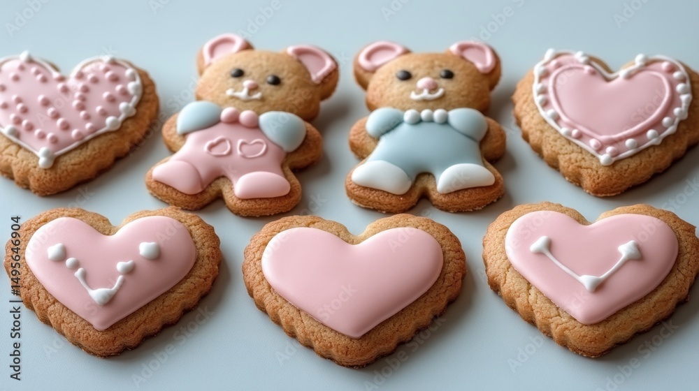 Valentine’s day cookies with hearts and bears Valentine’s day cookies with hearts and bears