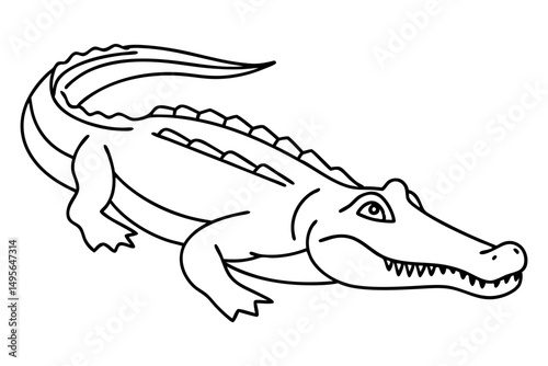 Crocodile minimalist one line drawing art