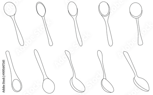 Cutlery Spoon Graphics – Food-Related Silhouettes and Line Art for Design Use