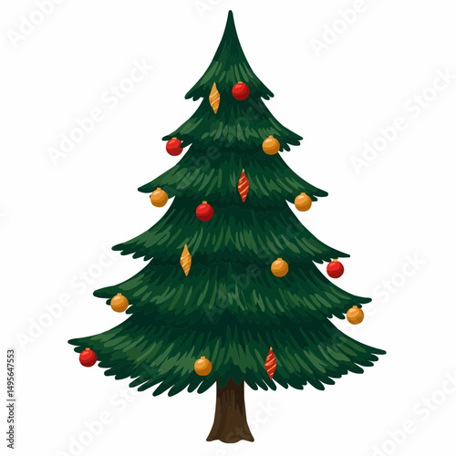 An elegant Christmas tree decorated with vibrant ornaments