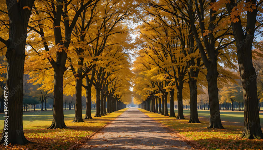 Fototapeta premium autumn alley .tree alley in the park in autumn time