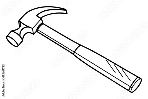 Hammer tool in vector line illustration