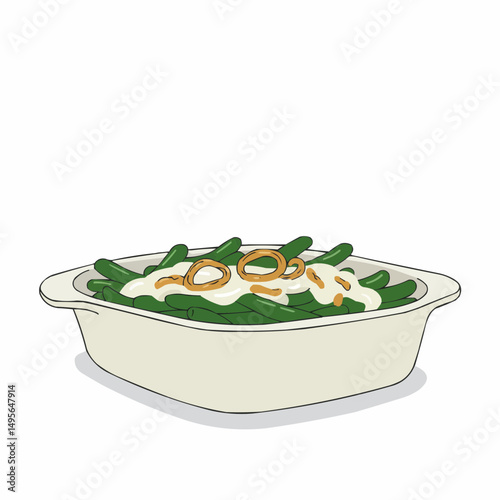 Delicious Green Bean Casserole in a Baking Dish