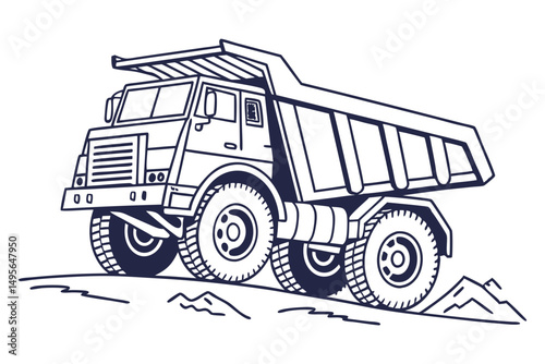 Line art of mining dump truck illustration