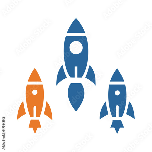 Space rocket icon set line drawing illustration