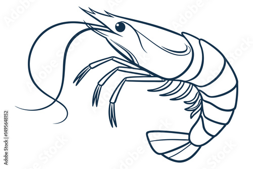 Abstract shrimp drawing in single line style
