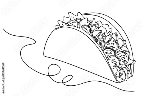 Mexican taco food sketch in black and white