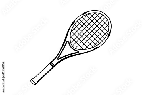Tennis racket line art minimal illustration