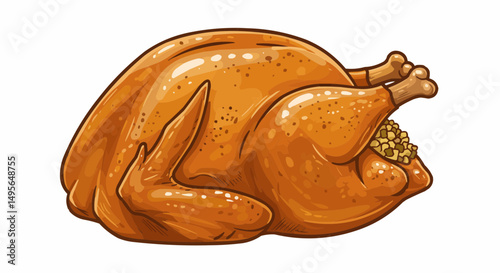 A perfectly roasted turkey, ready to be enjoyed. The turkey looks delicious, a perfect image for the holiday