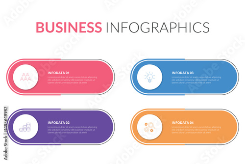 Timeline infographic design element and icon options. Business concept with 4 steps.