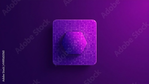 Minimalist Purple Geometric Design with Hexagon and Square Shapes, Modern Style