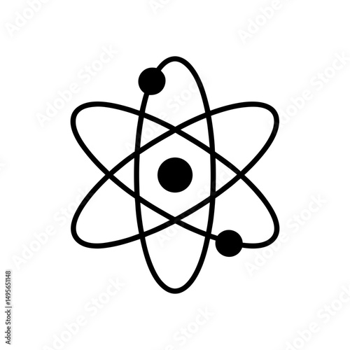atom symbol with orbits   physics or energy concep 