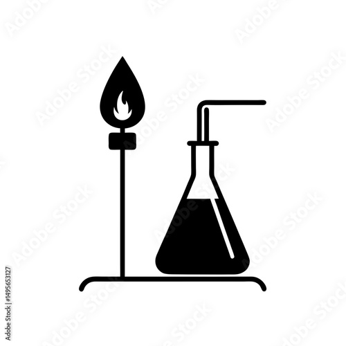 bunsen burner with flame   laboratory heating tool 