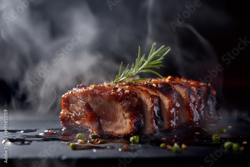 honey glazed char siu pork tenderloin, char siu pork slices, cantonese barbecue pork