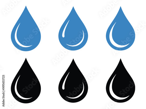 Water drop icon set vector isolated on white background 
