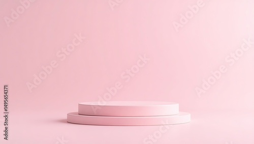 Minimalist presentation pedestal with soft pink backdrop for product placement