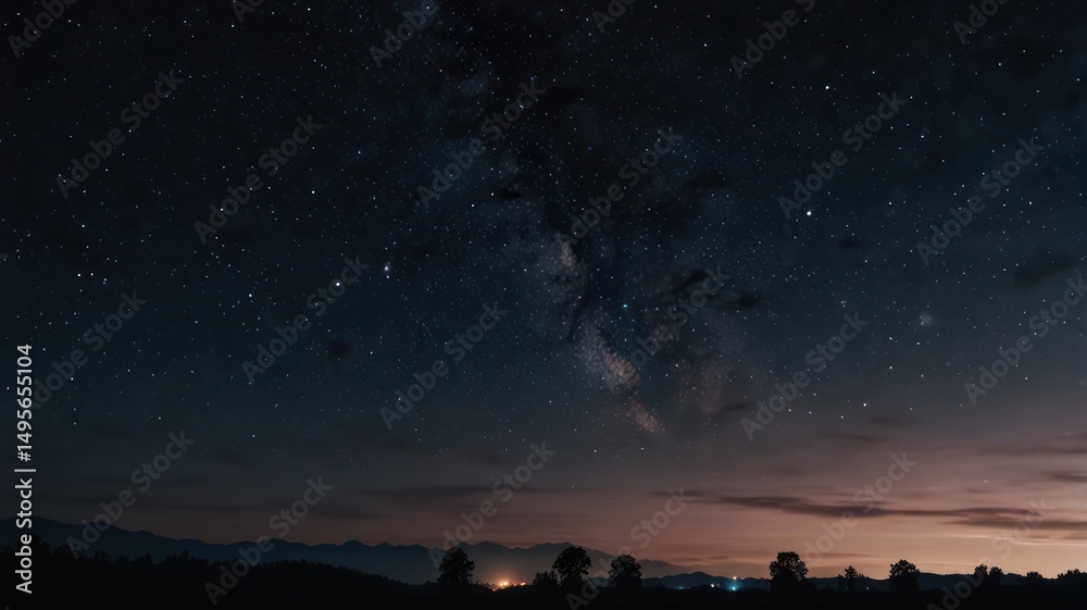 Naklejka premium Starry night sky, milky way, twilight