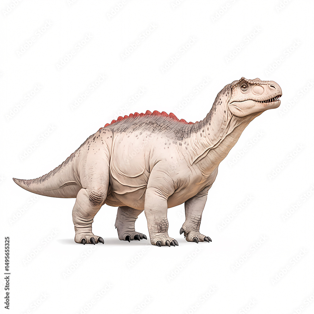 Obraz premium Explore a detailed 3D dinosaur model showcasing its features in an educational museum setting.