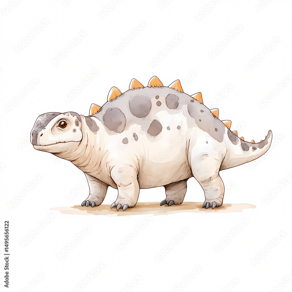 Fototapeta premium Explore a friendly dinosaur in its vibrant habitat showcasing prehistoric life.