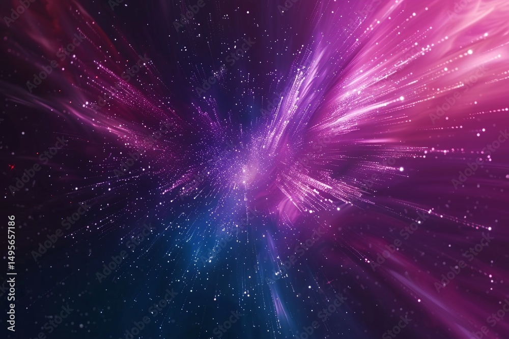 Fototapeta premium Dynamic and Colorful Cosmic Nebula with Shimmering Stars in the Night Sky Varient 5