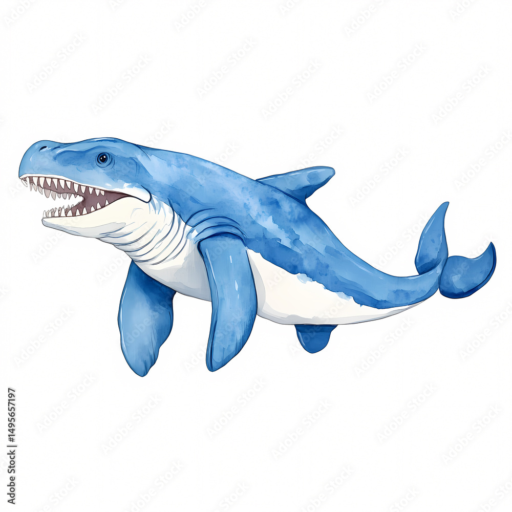 Fototapeta premium A stunning digital illustration of a shark showcasing its predatory nature in the ocean.