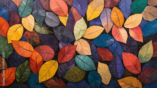 Vibrant Autumn Foliage Array in Sunny Forest  Nature Background for Design