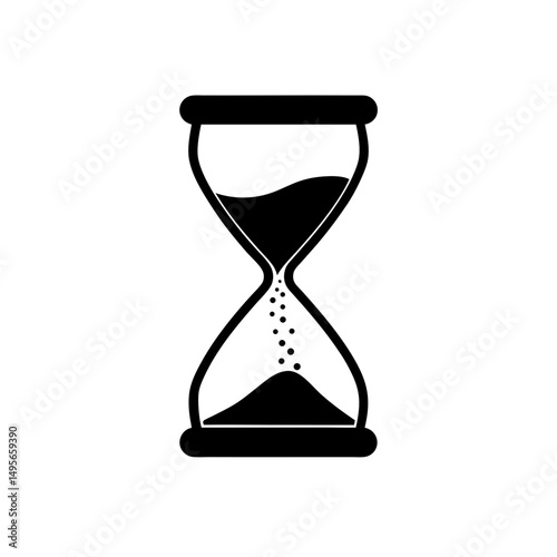 flat hourglass with falling sand   time concept ic 