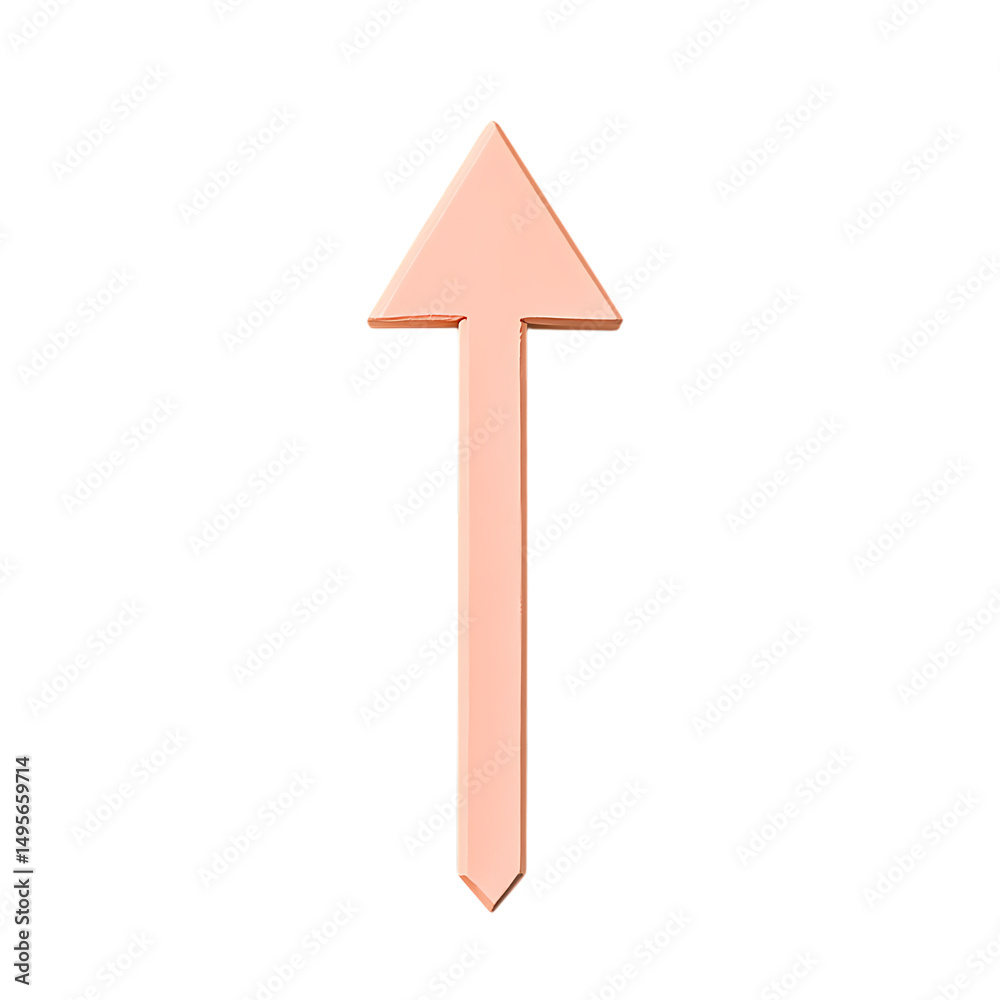 Minimal Arrow with a Simple Form in Pastel Peach Color Isolated on Transparent Background Minimal Arrow with a Simple Form in Pastel Peach Color Isolated on Transparent Background