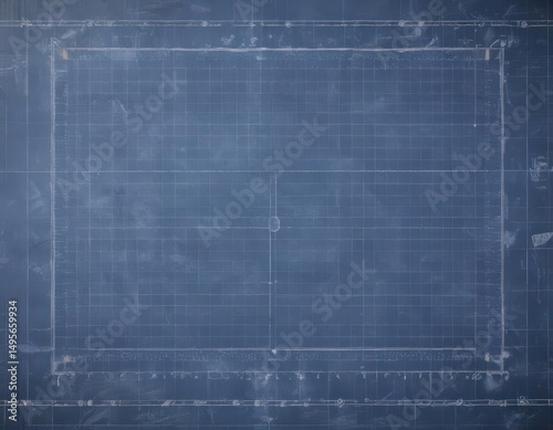 Blueprint photo effect template with grid & measurements , geometric, industrial