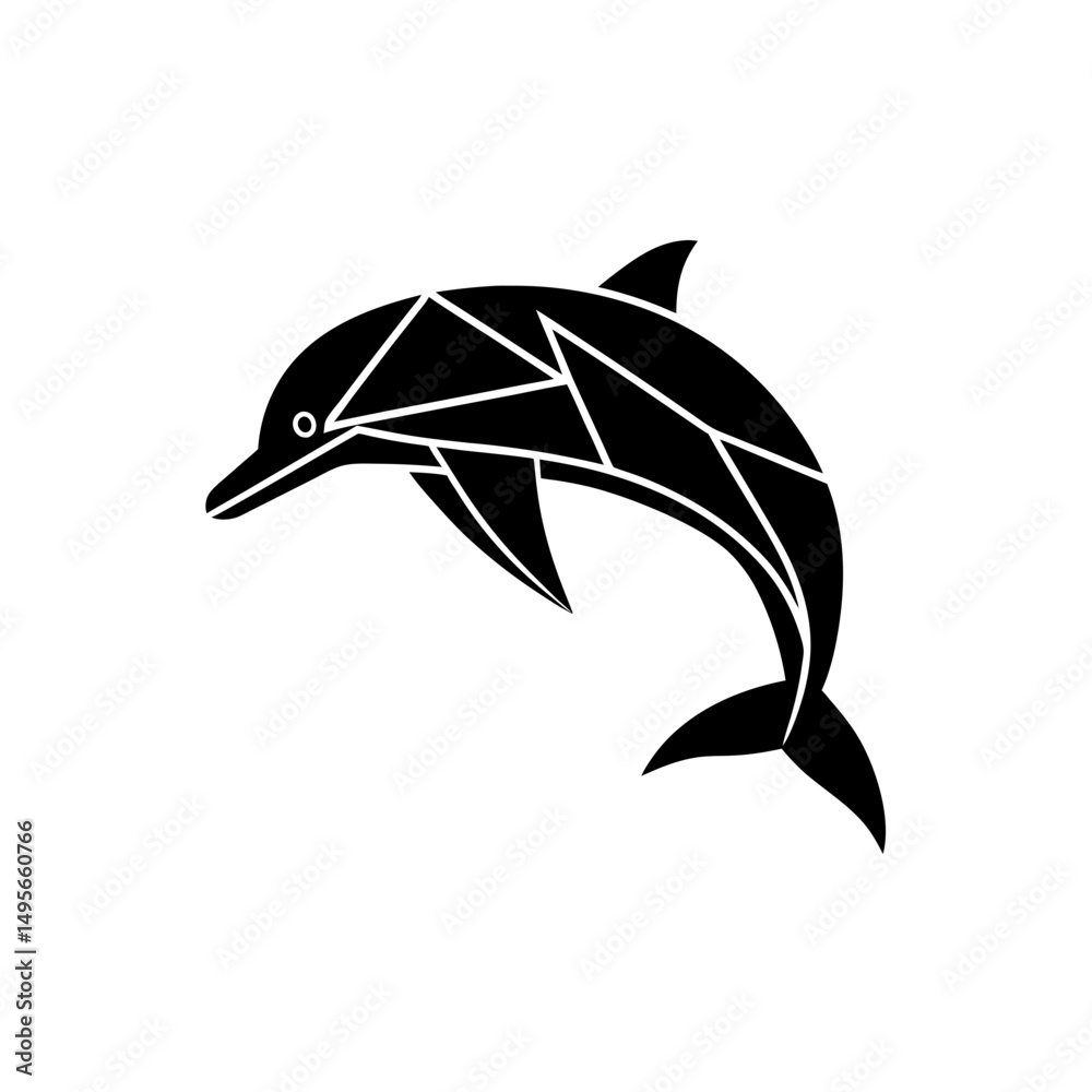Naklejka premium geometric dolphin in jump pose marine life 