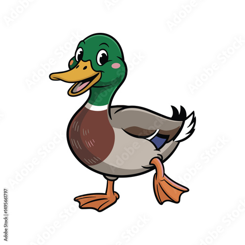funny Mallard Duck vector illustration isolated on white background