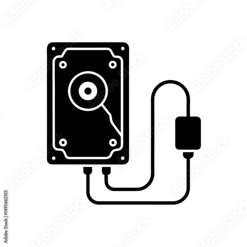 hard drive with connector   data storage symbol  