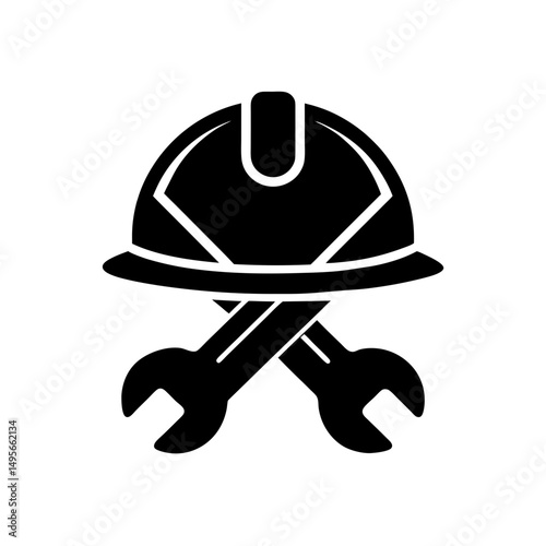 hard hat and wrench   construction or engineering 