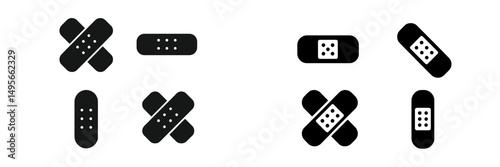Bandages in various styles and orientations displayed on a clean background for medical purposes and design inspiration