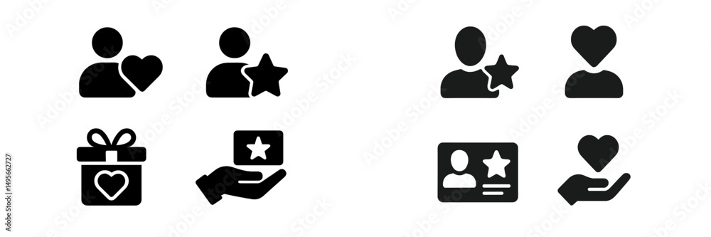 Symbols representing affection and appreciation in a minimalistic design displayed on a simple white background