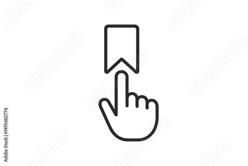 Finger pointing at bookmark icon on a digital interface for easy navigation and saving content
