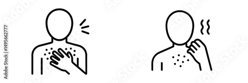 Illustration of a person experiencing discomfort and irritation on the skin during an allergy reaction