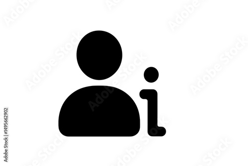 Silhouette of a person and an information icon on a simple white background