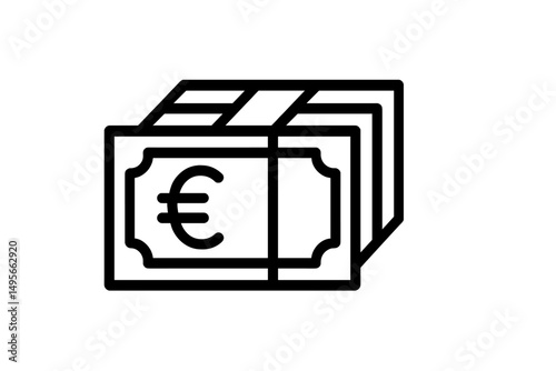 Stack of euro banknotes symbolizing currency and financial transactions in a minimalist design