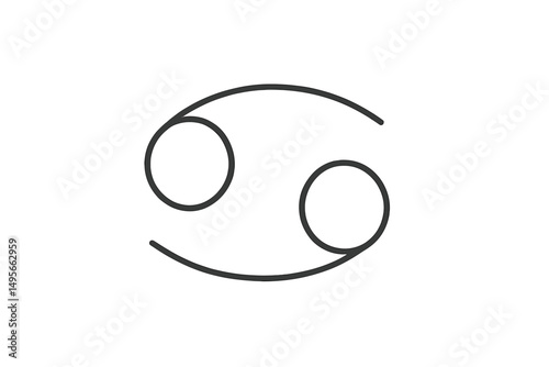 Symbol of the astrological sign Cancer with simple lines and circles against a clean background