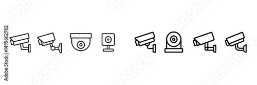Different types of security cameras displayed together showcasing various designs and functionalities